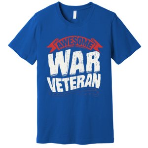 Awesome War Veteran Gift Retro America Flag Gift Veteran's Day Gift Premium T-Shirt