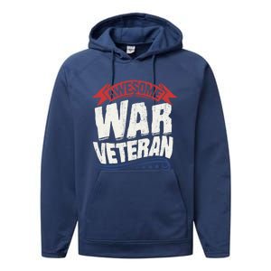 Awesome War Veteran Gift Retro America Flag Gift Veteran's Day Gift Performance Fleece Hoodie