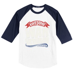 Awesome War Veteran Gift Retro America Flag Gift Veteran's Day Gift Baseball Sleeve Shirt