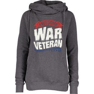 Awesome War Veteran Gift Retro America Flag Gift Veteran's Day Cool Gift Womens Funnel Neck Pullover Hood