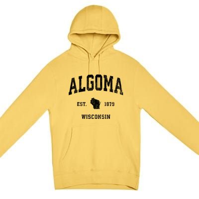 Algoma Wisconsin Wi Vintage Athletic Premium Pullover Hoodie