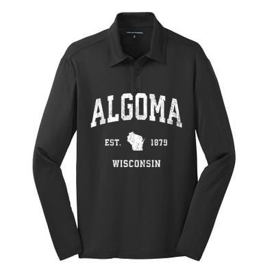 Algoma Wisconsin Wi Vintage Athletic Silk Touch Performance Long Sleeve Polo