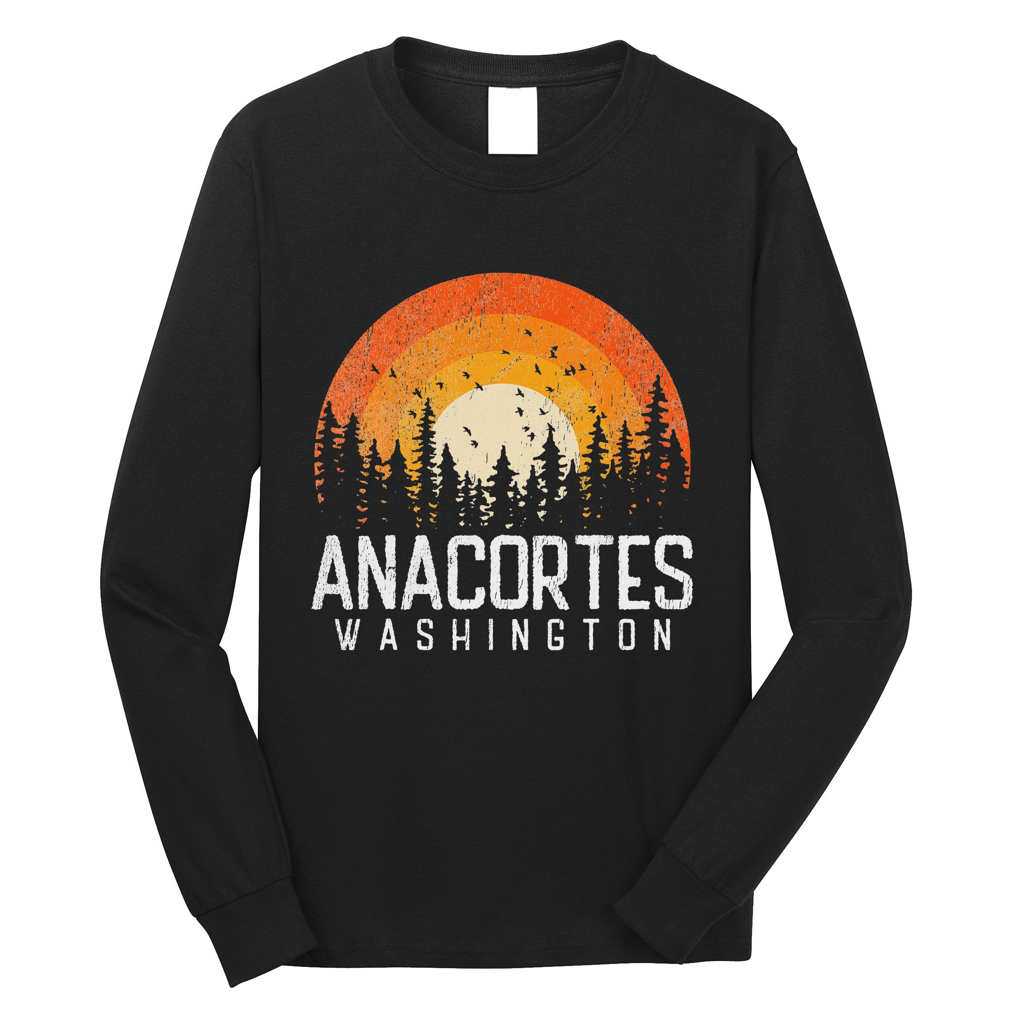 Anacortes Washington Wa Retro 70s 80s 90s Vintage Gift Long Sleeve Shirt
