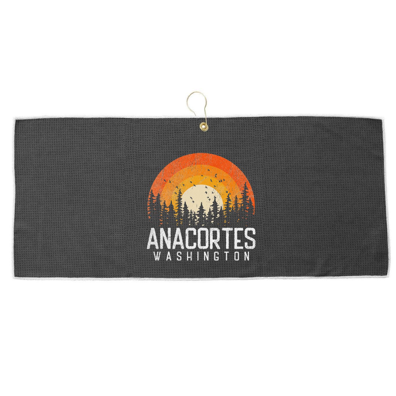 Anacortes Washington Wa Retro 70s 80s 90s Vintage Gift Large Microfiber Waffle Golf Towel