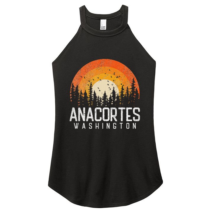Anacortes Washington Wa Retro 70s 80s 90s Vintage Gift Women's Perfect Tri Rocker Tank