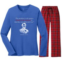 Autor Writer Writing Abraham Lincoln Funny Journalist Gift Women's Long Sleeve Flannel Pajama Set 