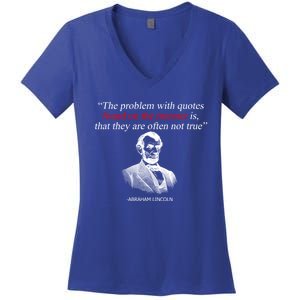 Autor Writer Writing Abraham Lincoln Funny Journalist Gift Women's V-Neck T-Shirt