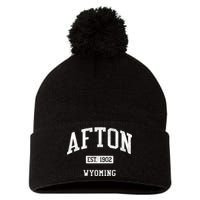 Afton Wyoming Wy Js04 Vintage Athletic Sports Pom Pom 12in Knit Beanie