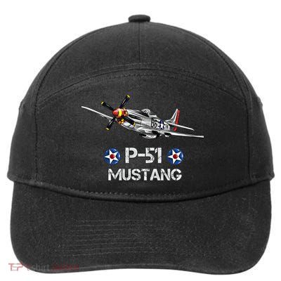 American World War 2 Pcool Gift51 Mustang Fighter Airplane Gift 7-Panel Snapback Hat