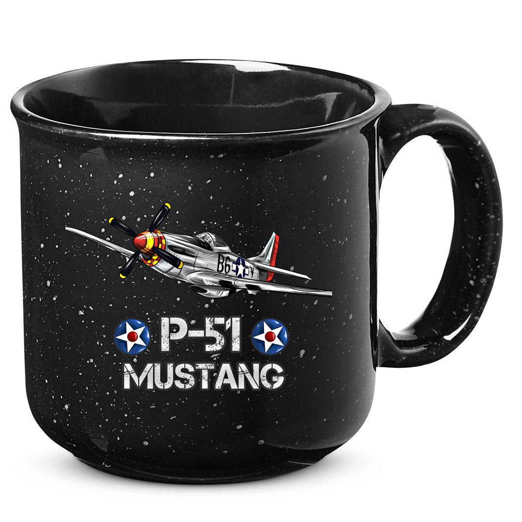 American World War 2 Pcool Gift51 Mustang Fighter Airplane Gift 15oz Campfire Ceramic Mug