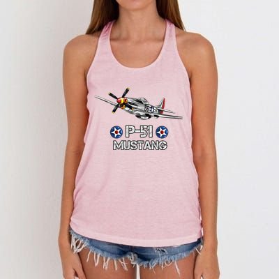 American World War 2 Pcool Gift51 Mustang Fighter Airplane Gift Women's Knotted Racerback Tank