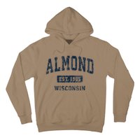 Almond Wisconsin Wi Vintage Athletic Sports Hoodie