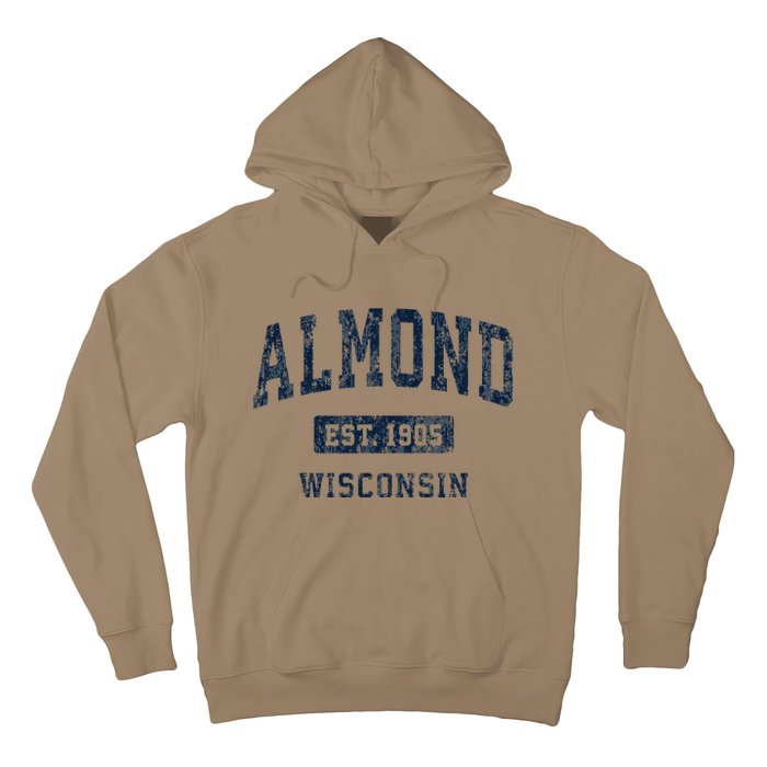 Almond Wisconsin Wi Vintage Athletic Sports Hoodie