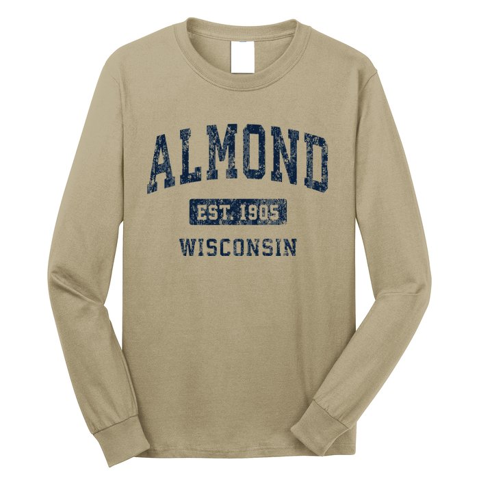 Almond Wisconsin Wi Vintage Athletic Sports Long Sleeve Shirt