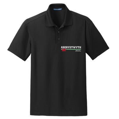 Aberystwyth Wales Welsh Dragon Flag Vintage Dry Zone Grid Polo