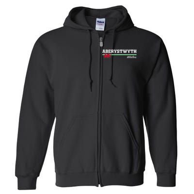 Aberystwyth Wales Welsh Dragon Flag Vintage Full Zip Hoodie