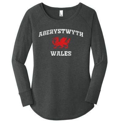 Aberystwyth Wales Welsh Dragon Flag Vintage Women's Perfect Tri Tunic Long Sleeve Shirt