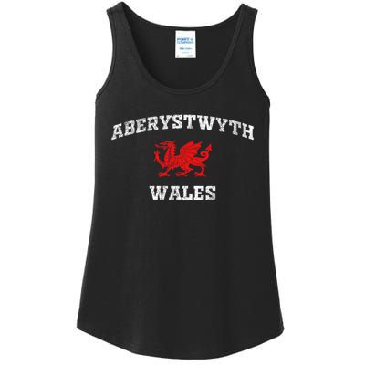 Aberystwyth Wales Welsh Dragon Flag Vintage Ladies Essential Tank