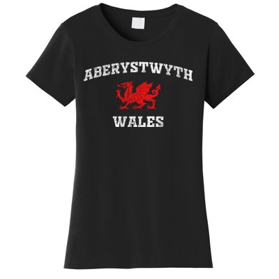 Aberystwyth Wales Welsh Dragon Flag Vintage Women's T-Shirt