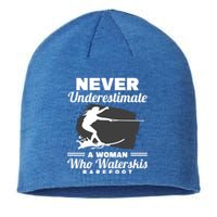 A Who Waterskis Barefoot Extreme Sports Water Skiing Cool Gift Sustainable Beanie