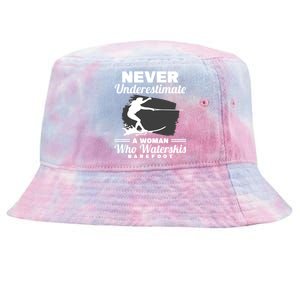 A Who Waterskis Barefoot Extreme Sports Water Skiing Cool Gift Tie-Dyed Bucket Hat