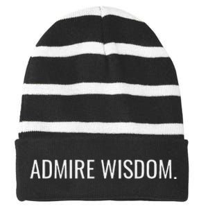 Achieve Wisdom Wise Optimistic And Inspirational Message Striped Beanie with Solid Band