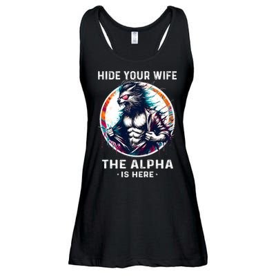 Alpha Wolf Werewolf Meme For Wolf Meme Hide Your Wife The Alpha Is Here Ladies Essential Flowy Tank
