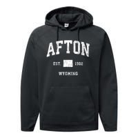 Afton Wyoming Wy Vintage Athletic Performance Fleece Hoodie