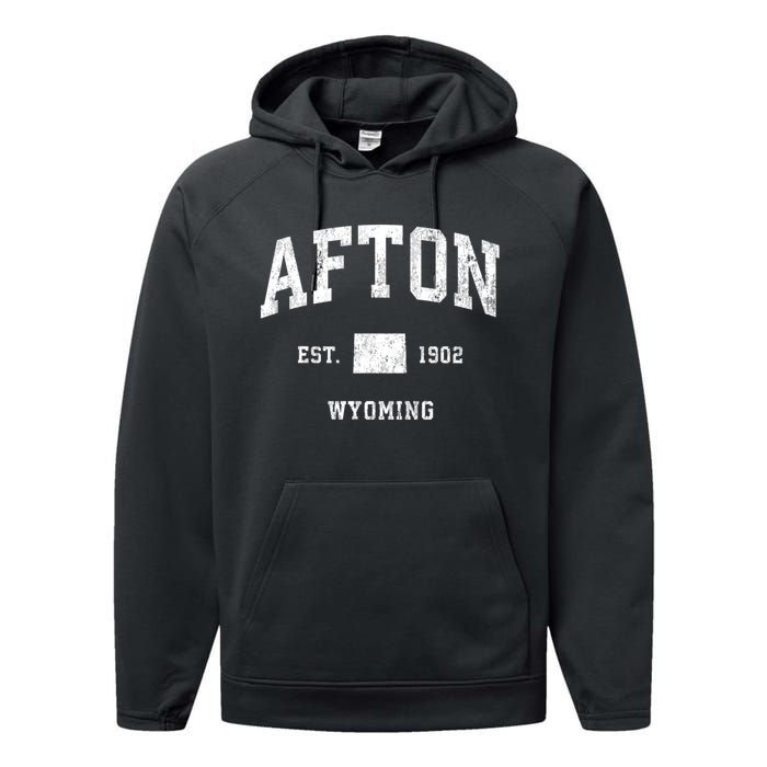 Afton Wyoming Wy Vintage Athletic Performance Fleece Hoodie