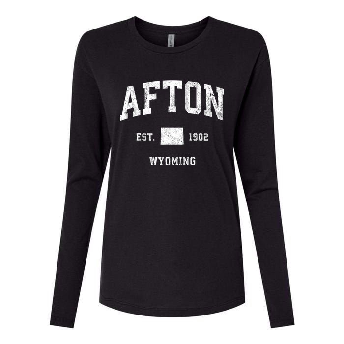 Afton Wyoming Wy Vintage Athletic Womens Cotton Relaxed Long Sleeve T-Shirt