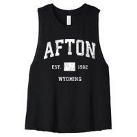 Afton Wyoming Wy Vintage Athletic Women's Racerback Cropped Tank