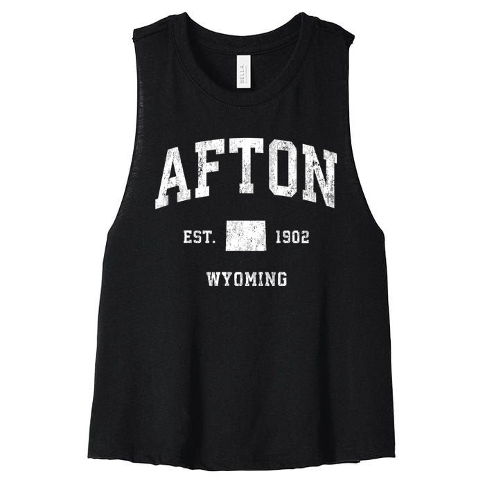 Afton Wyoming Wy Vintage Athletic Women's Racerback Cropped Tank