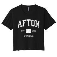 Afton Wyoming Wy Vintage Athletic Women's Crop Top Tee