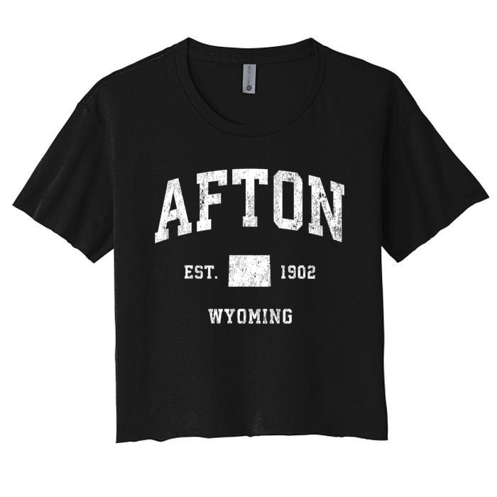 Afton Wyoming Wy Vintage Athletic Women's Crop Top Tee