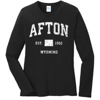 Afton Wyoming Wy Vintage Athletic Ladies Long Sleeve Shirt