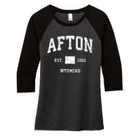 Afton Wyoming Wy Vintage Athletic Women's Tri-Blend 3/4-Sleeve Raglan Shirt