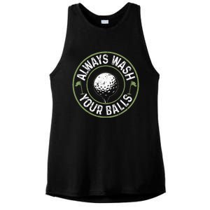 Always Wash Your Balls Golf Lover Golfer Golfing Life Ladies PosiCharge Tri-Blend Wicking Tank