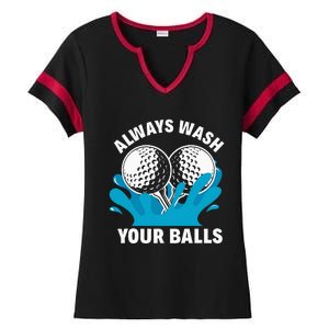 Always Wash Your Balls Funny Golf Ladies Halftime Notch Neck Tee