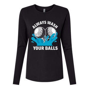 Always Wash Your Balls Funny Golf Womens Cotton Relaxed Long Sleeve T-Shirt