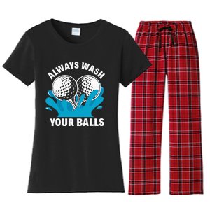 Always Wash Your Balls Funny Golf Women's Flannel Pajama Set