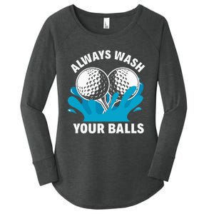 Always Wash Your Balls Funny Golf Women's Perfect Tri Tunic Long Sleeve Shirt