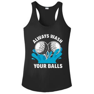 Always Wash Your Balls Funny Golf Ladies PosiCharge Competitor Racerback Tank