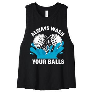 Always Wash Your Balls Funny Golf Women's Racerback Cropped Tank