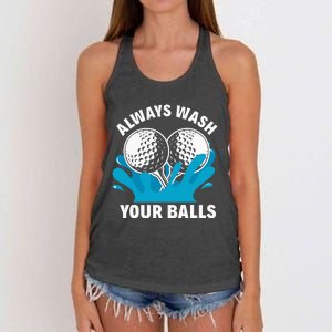 Always Wash Your Balls Funny Golf Women's Knotted Racerback Tank