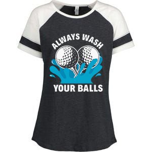 Always Wash Your Balls Funny Golf Enza Ladies Jersey Colorblock Tee