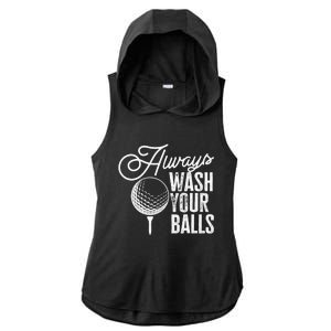 Always wash your balls Quote for a Golf Player Ladies PosiCharge Tri-Blend Wicking Draft Hoodie Tank