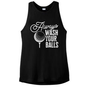 Always wash your balls Quote for a Golf Player Ladies PosiCharge Tri-Blend Wicking Tank