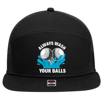 Always Wash Your Balls Funny Golf 7 Panel Mesh Trucker Snapback Hat