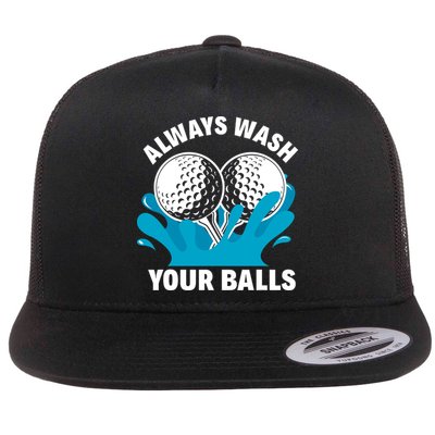 Always Wash Your Balls Funny Golf Flat Bill Trucker Hat