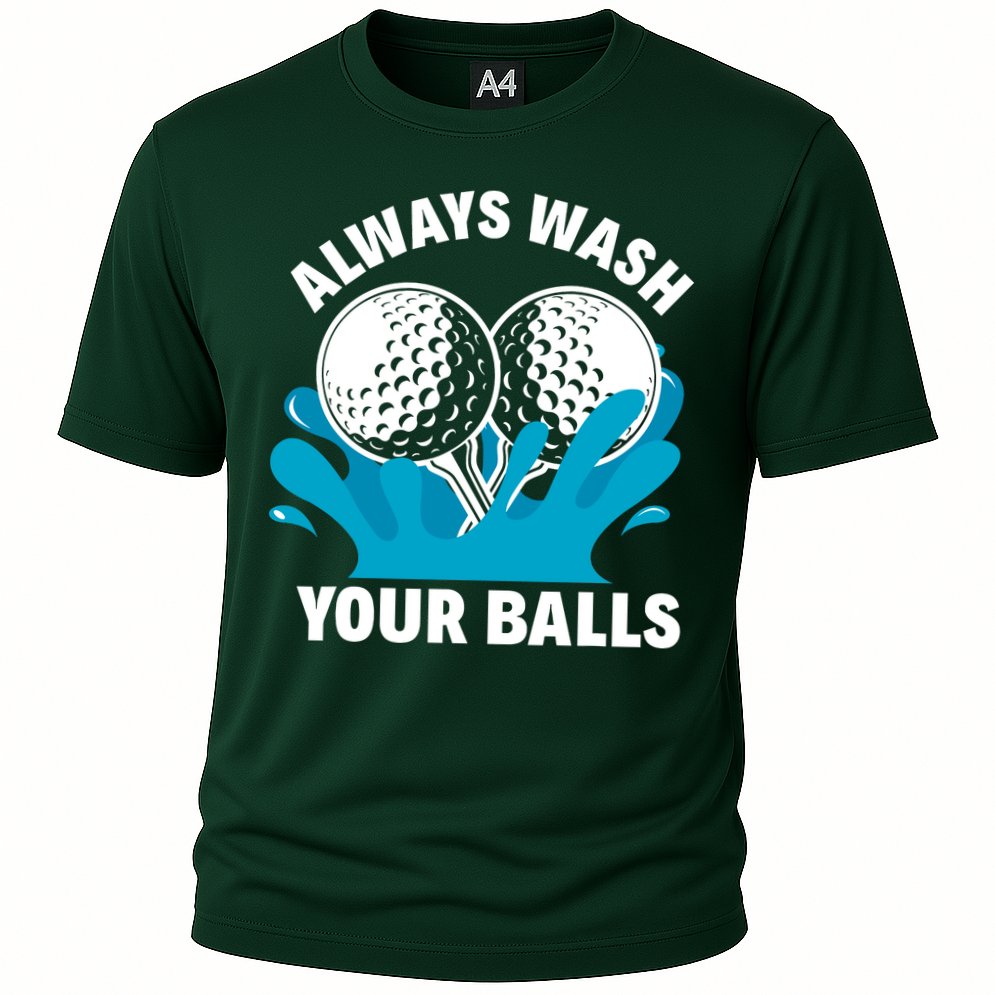 Always Wash Your Balls Funny Golf Cooling Performance Crew T-Shirt
